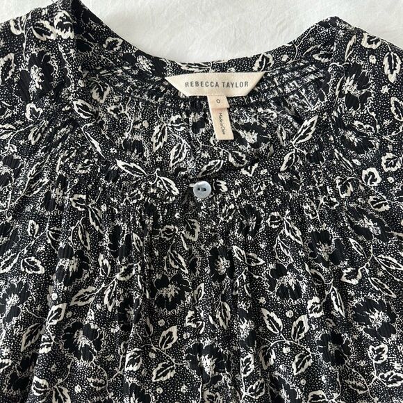 REBECCA TAYLOR 100% silk floral sleeveless top women's 0 - Picture 2 of 6